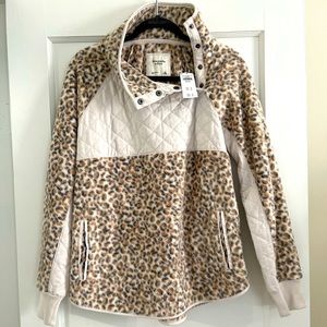 A&F NWT- Leopard Print Asymmetrical-snap Popover